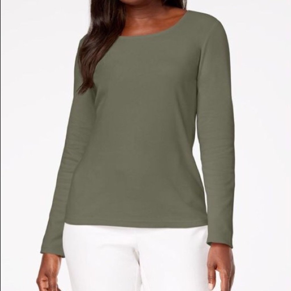 XL Karen Scott LS Green Tee